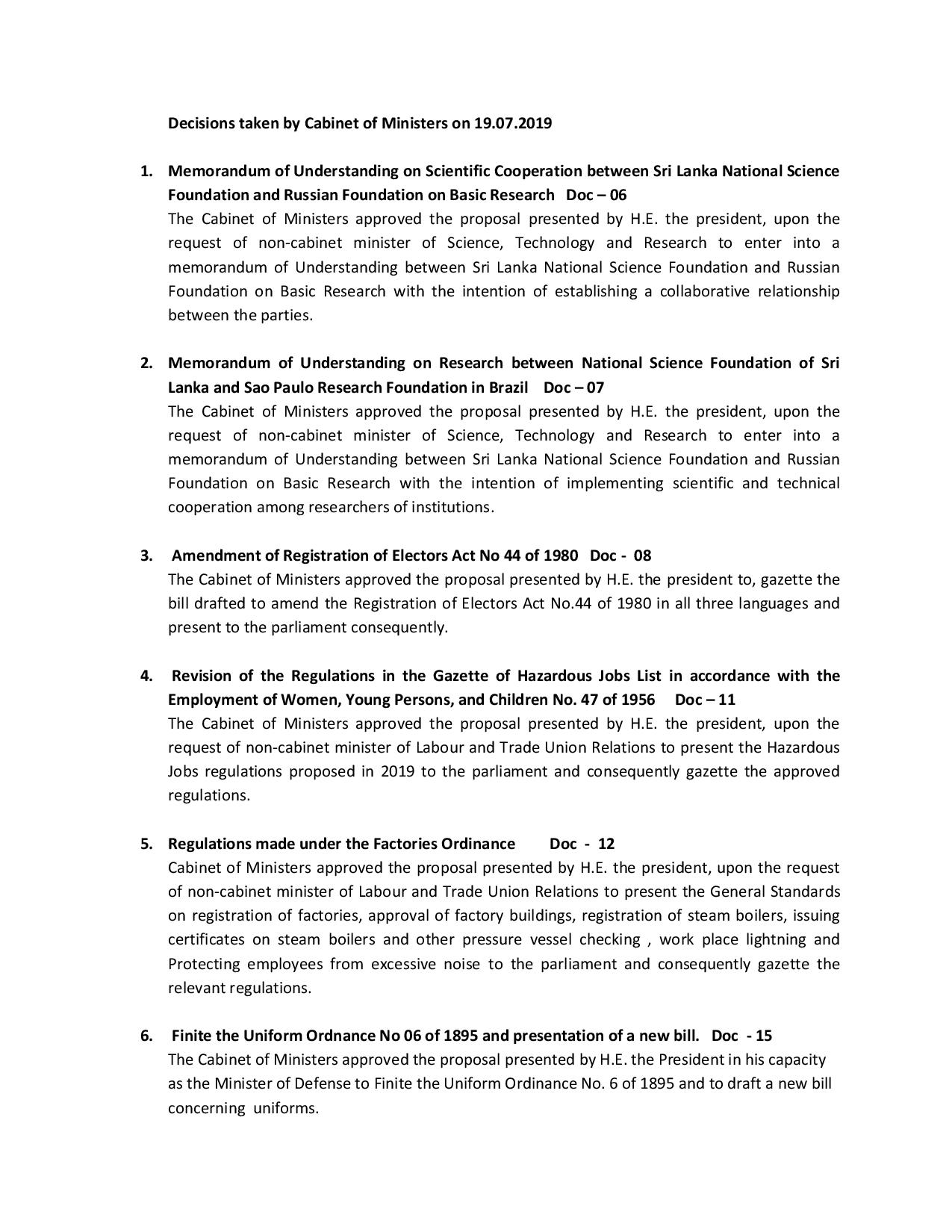 Cabinet Decisions English19.07.2019 page 001