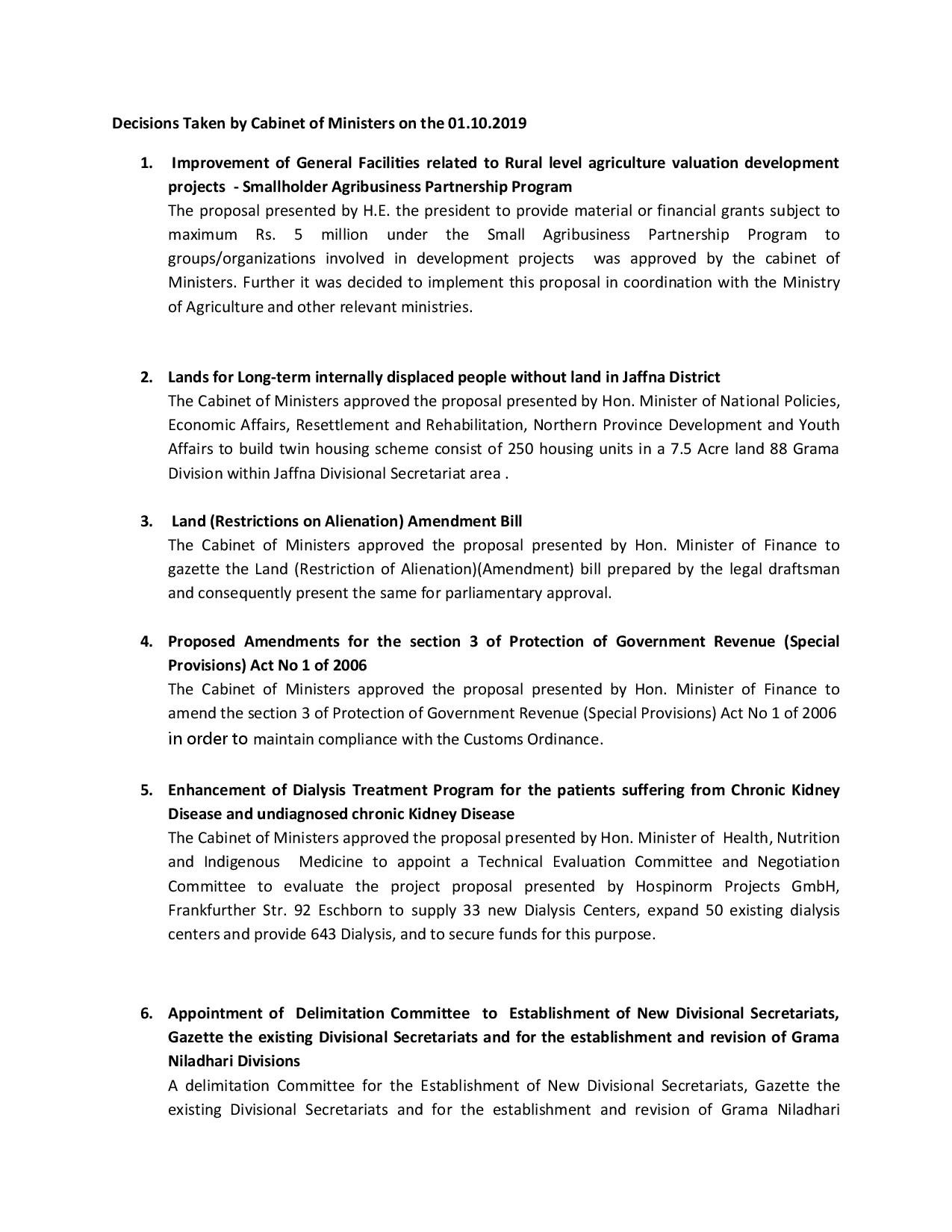 Decisions Taken by Cabinet of Ministers on theE 01.10.2019 page 001