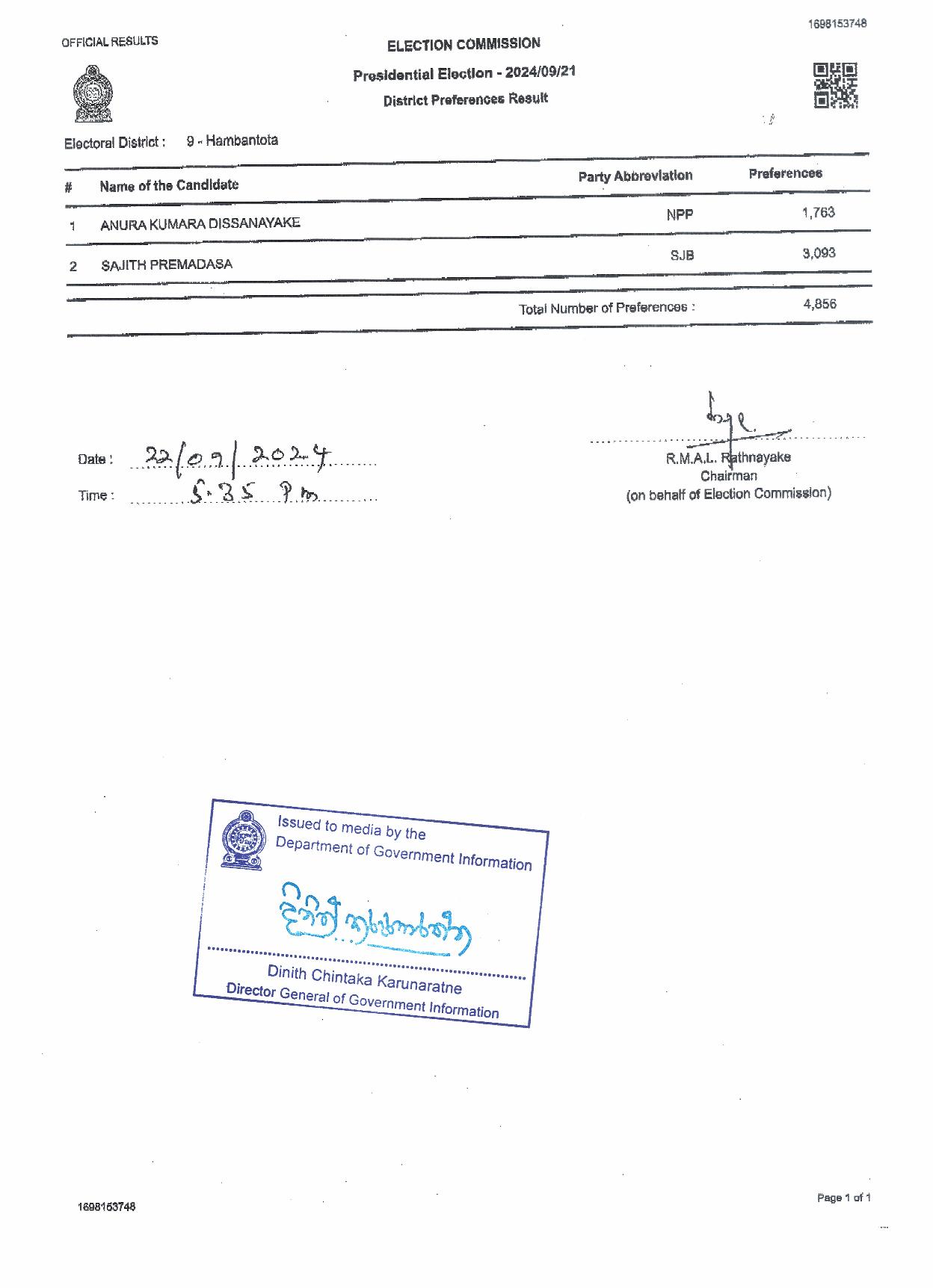 District Preferance Results Hambanthaota 1 page 001